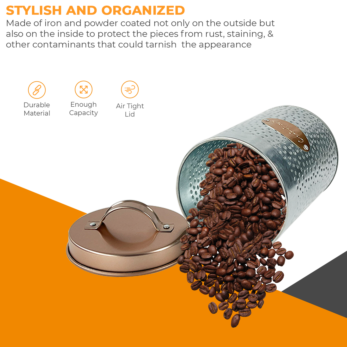 5PCs Metal Bread Bin Storage Box - Sliver/Golden