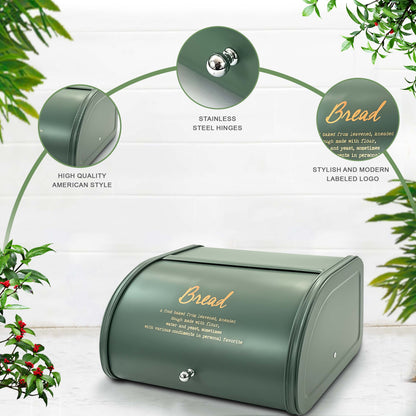 4PCs Metal Bread Bin Storage Box - Green