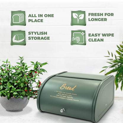 4PCs Metal Bread Bin Storage Box - Green