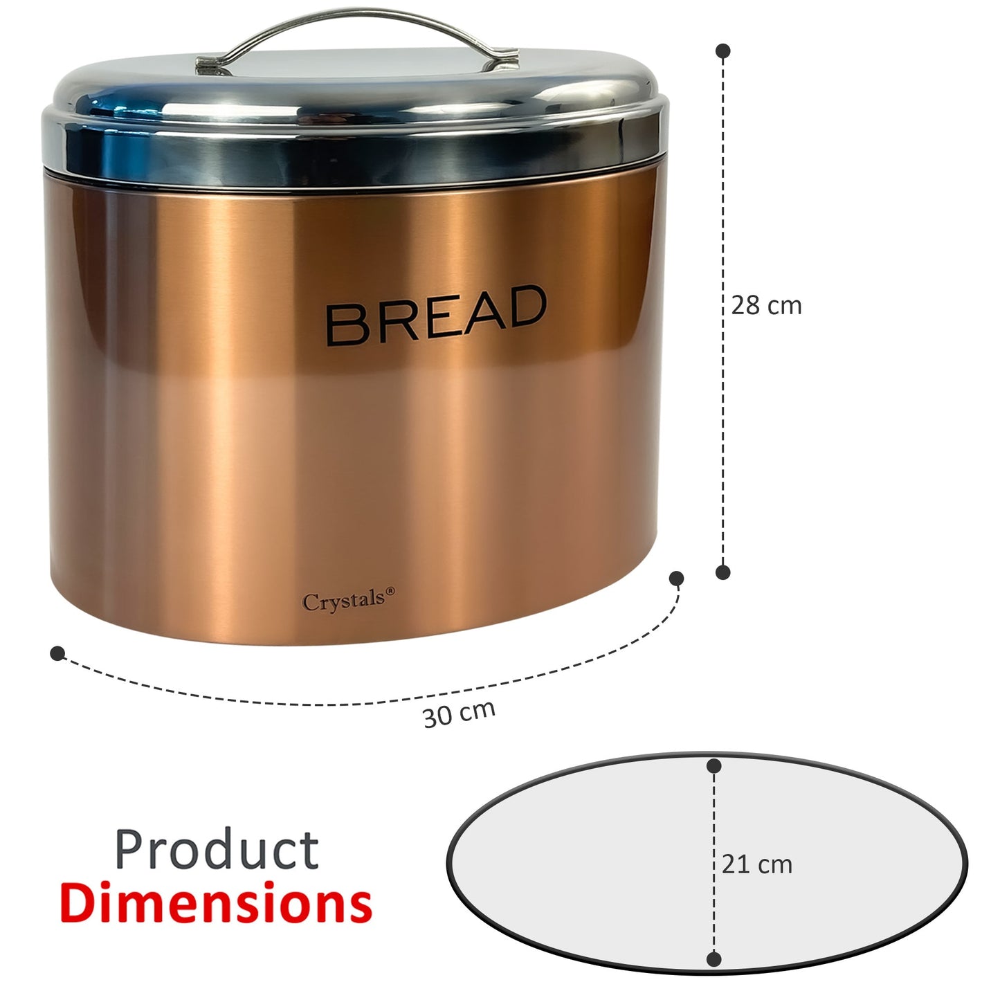 Elliptical Stainless Steel Bread Bin