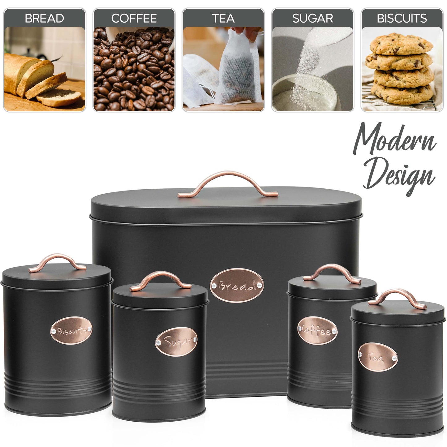 5 Pices Kitchen Food Storage Bread Bin