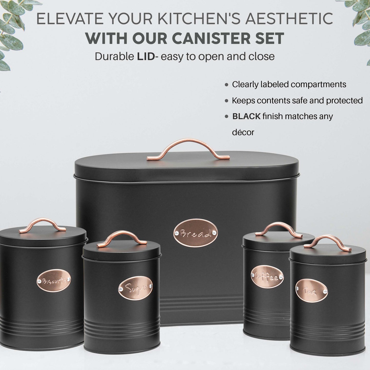 5 Pices Kitchen Food Storage Bread Bin