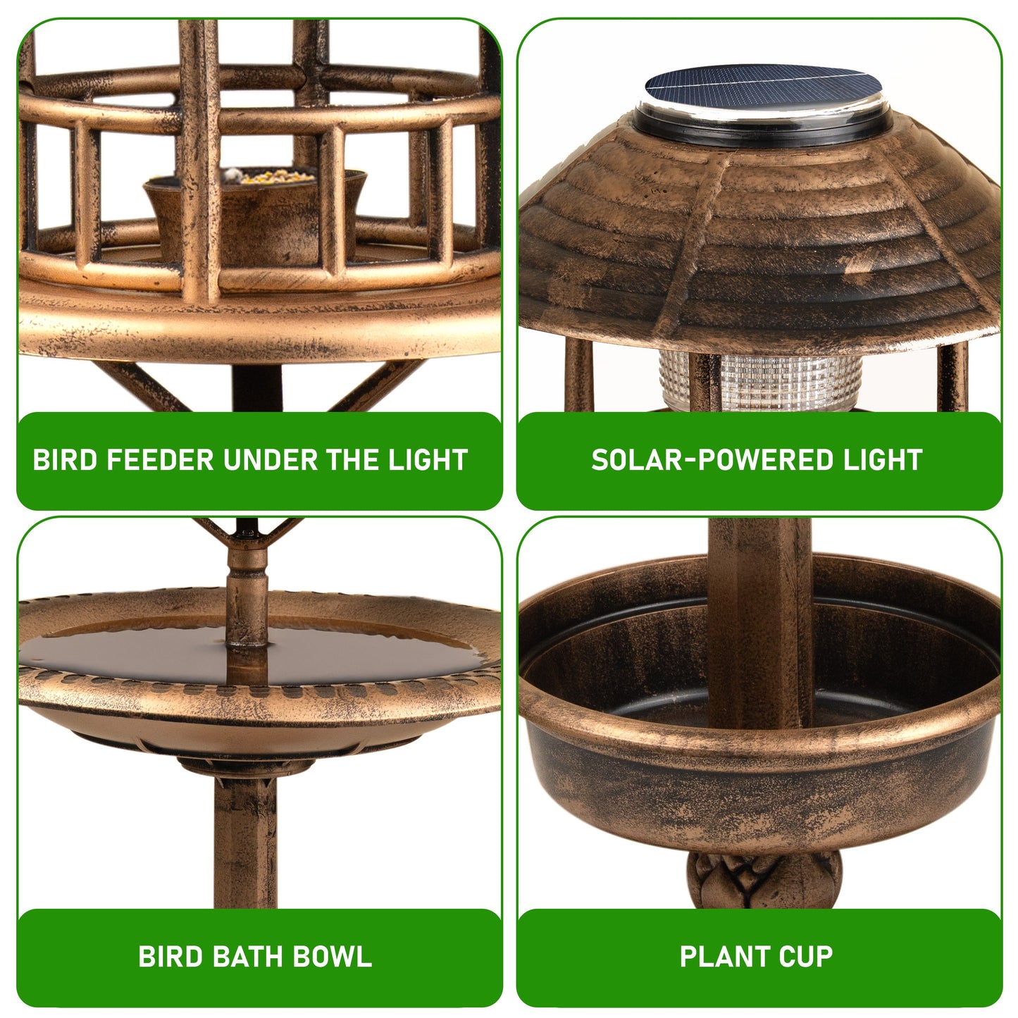 Garden Bird Bath Solar Feeding Station