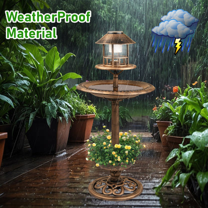 Garden Bird Bath Solar Feeding Station