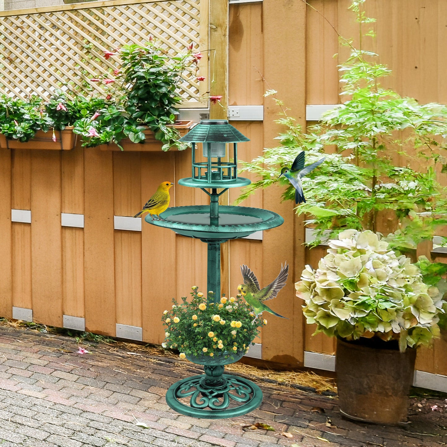 Garden Bird Bath Solar Feeding Station