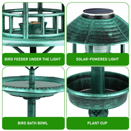 Garden Bird Bath Solar Feeding Station