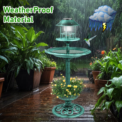 Garden Bird Bath Solar Feeding Station
