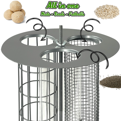 3 in 1 Bird Feeder - Seeds, Nuts & Fat Ball