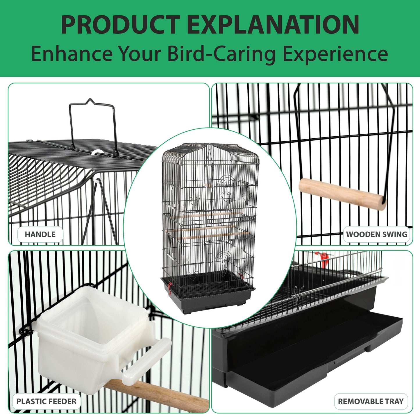 Bird Cage Large Metal - Black/White