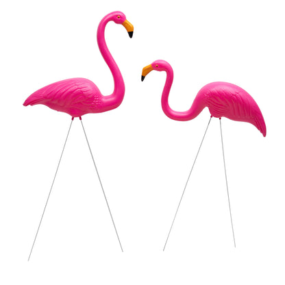 Realistic Pink Garden Flamingo Pair