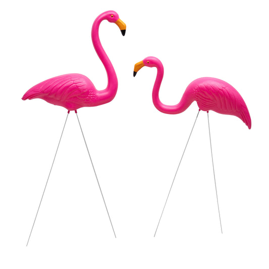 Realistic Pink Garden Flamingo Pair