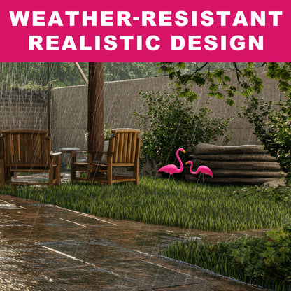 Realistic Pink Garden Flamingo Pair