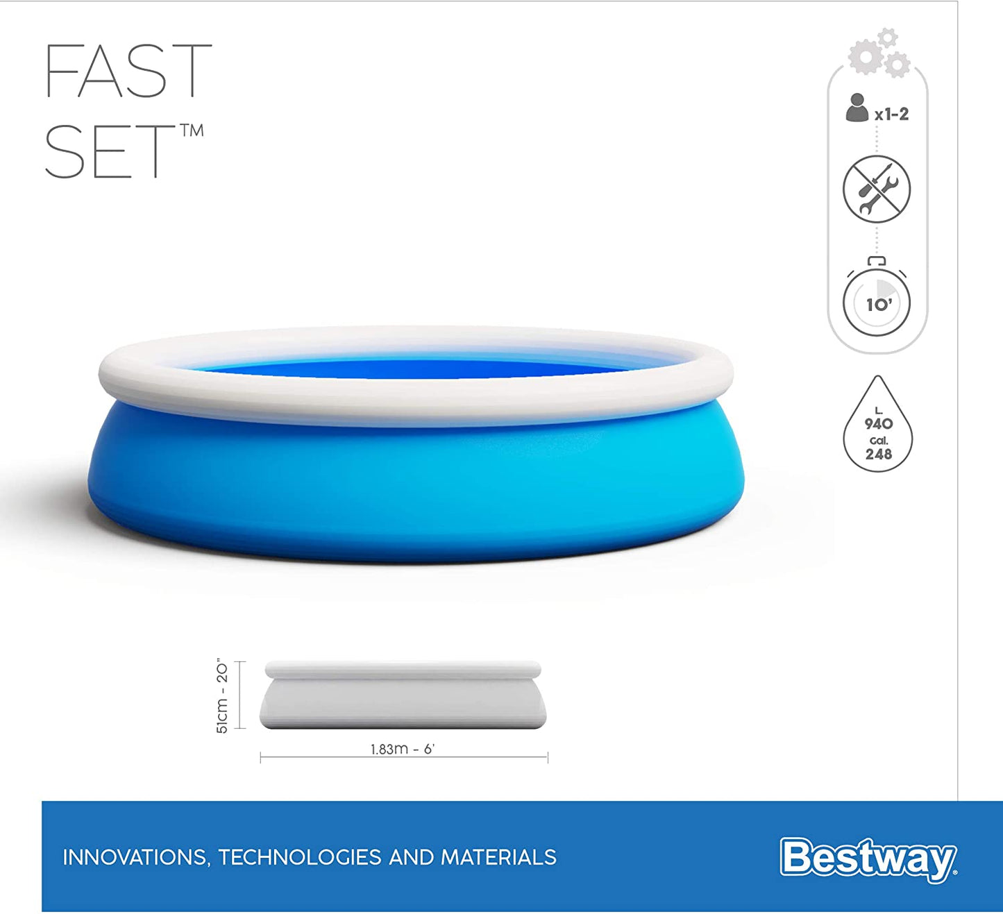 Bestway Fast Set Swimming Pool- 6Ft