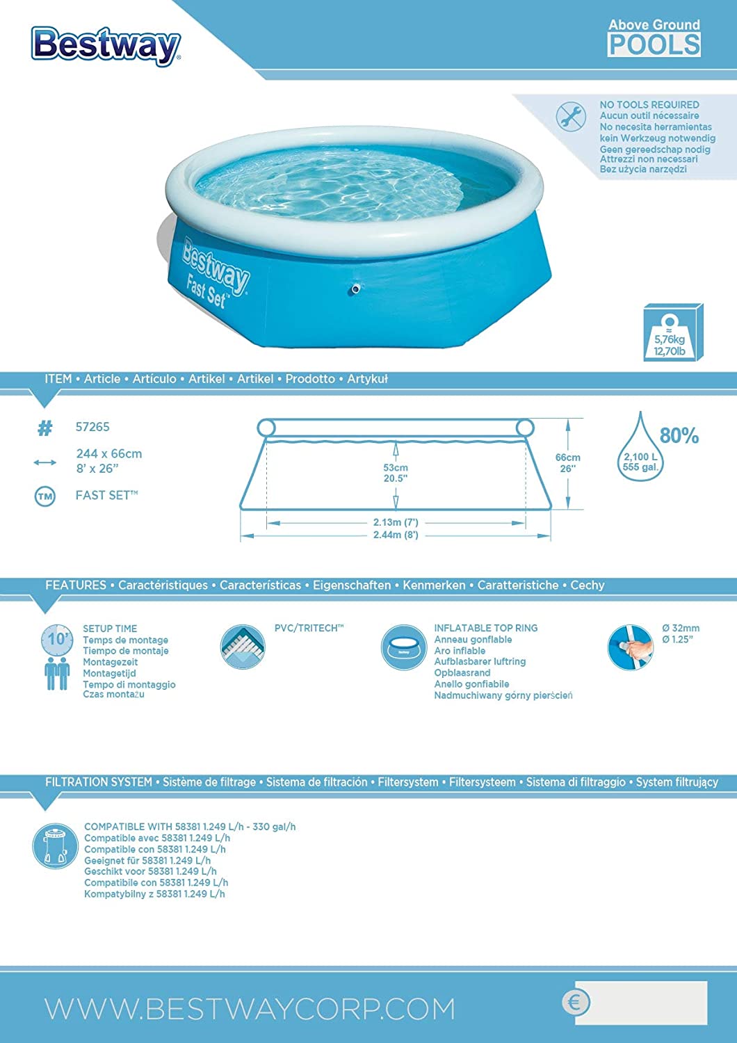 Bestway Fast Set Pool-8FT