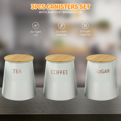Set of 3 Tea/Coffee/Sugar Canisters