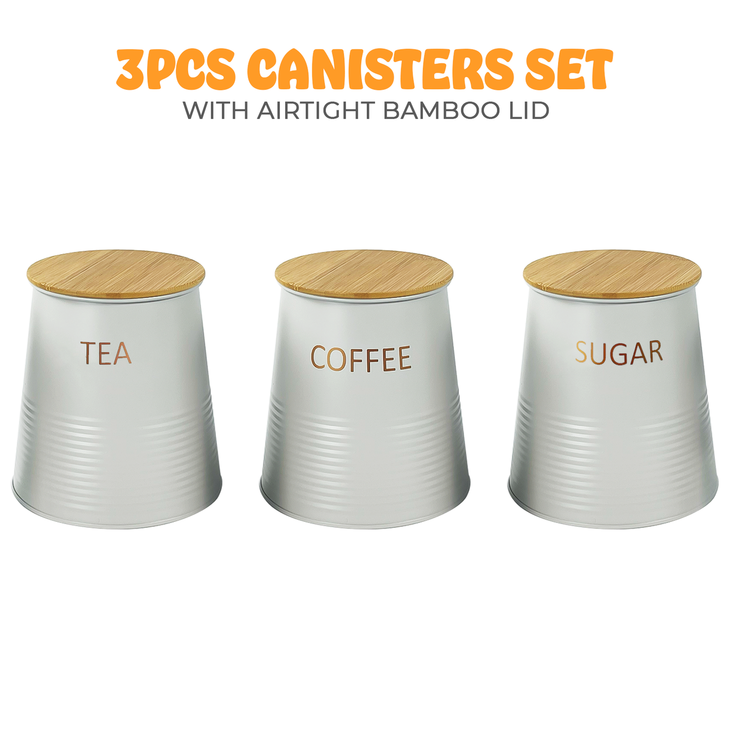 Set of 3 Tea/Coffee/Sugar Canisters