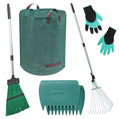 5-in-1 Garden Rake Set with Leaf Grabbers