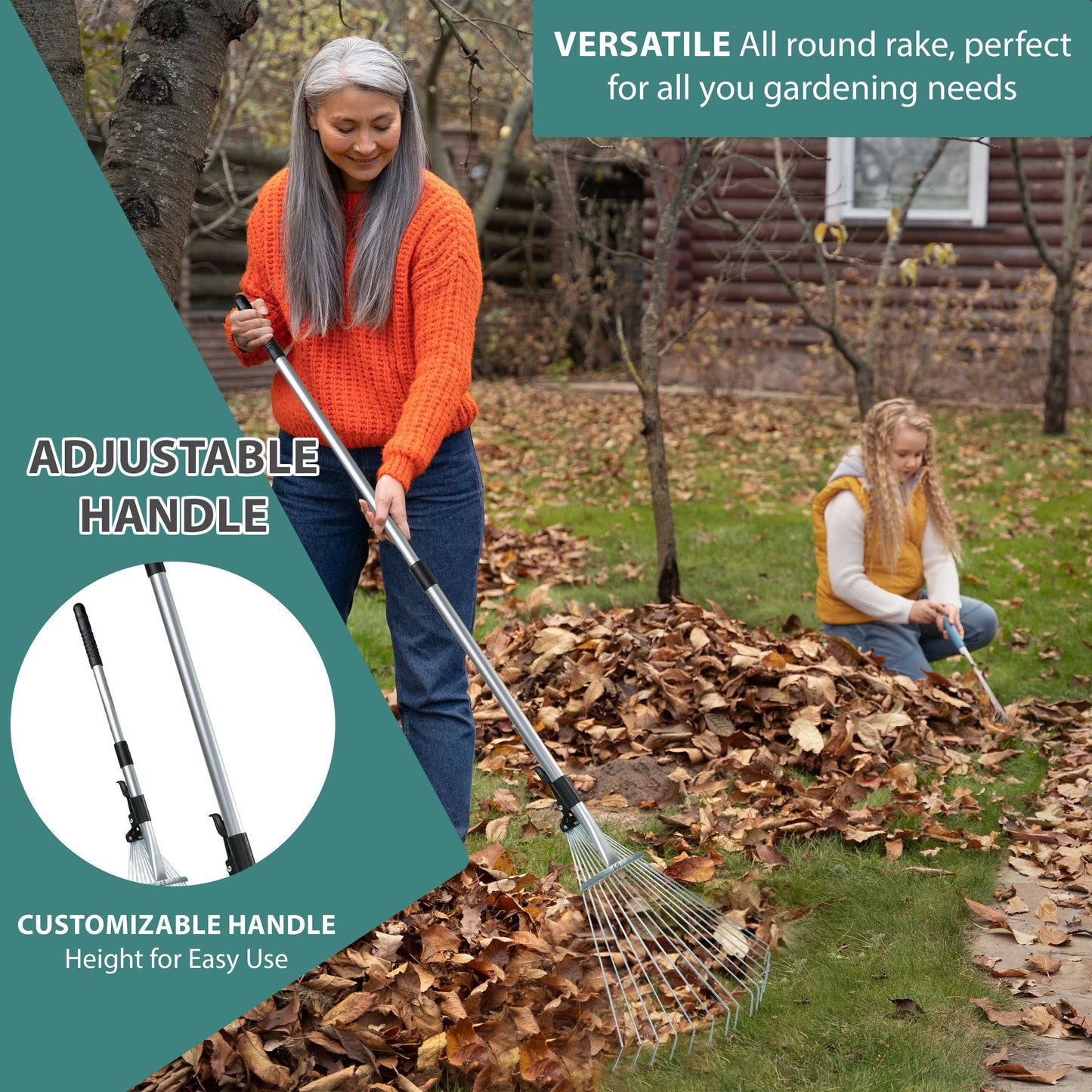 5-in-1 Garden Rake Set with Leaf Grabbers