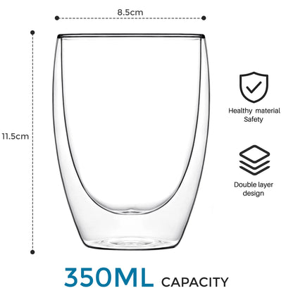 2Pc Double Wall Insulated Coffee Glass - 350 ml