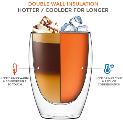 2Pc Double Wall Insulated Coffee Glass - 350 ml