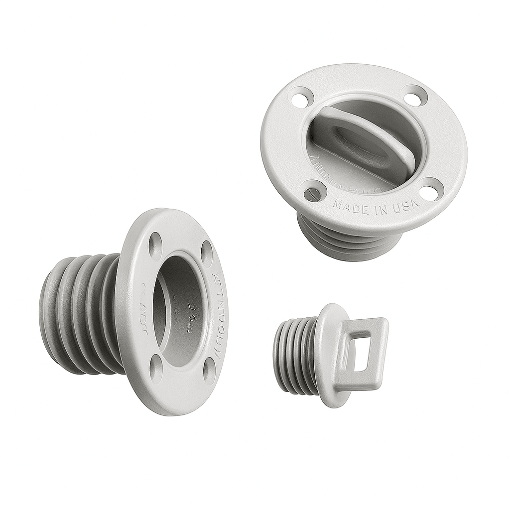 Marine Drain 43mm Drain Socket & Plug - 4-Hole Flange | 4Boats