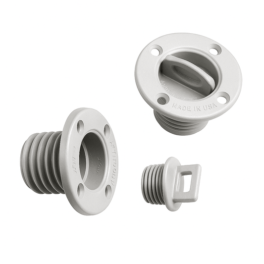 Marine Drain 43mm Drain Socket & Plug - 4-Hole Flange | 4Boats