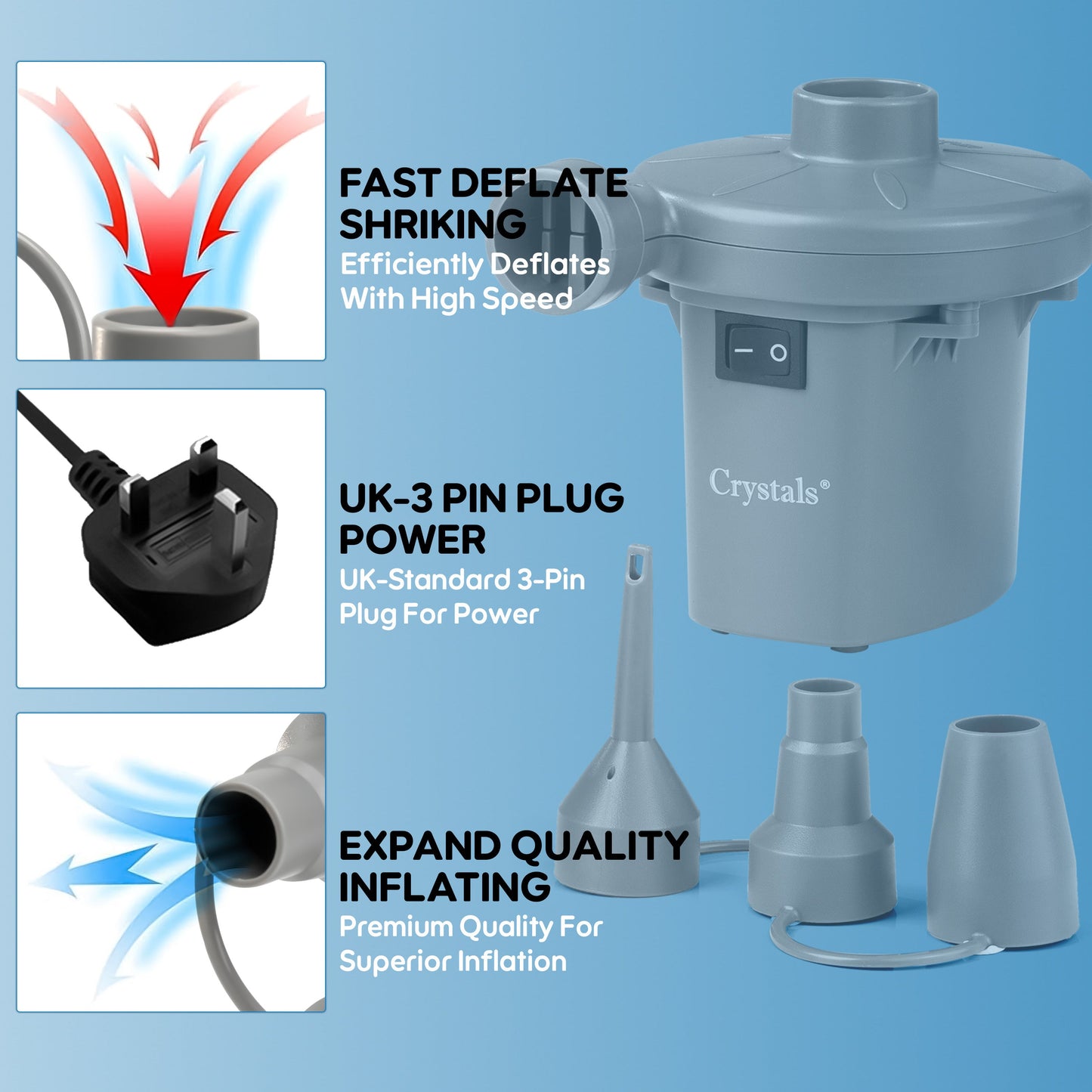 240V Electric Air Pump - Grey