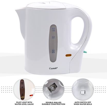1 Litre Electric Cordless Travel Kitchen Kettle
