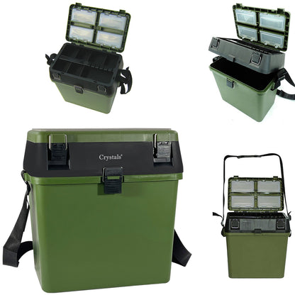 Fishing Tackle Box with Padded Seat & Straps