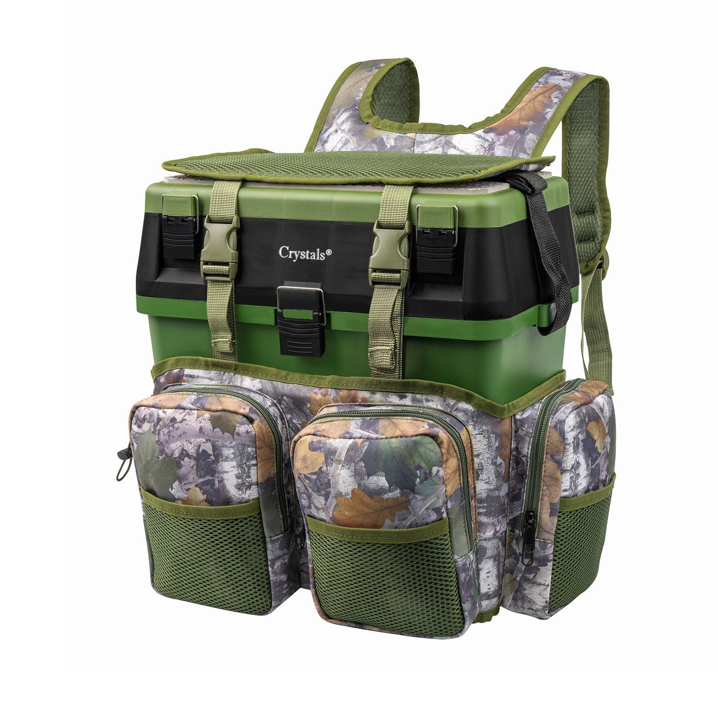 Fishing Tackle Box with Padded Seat & Straps