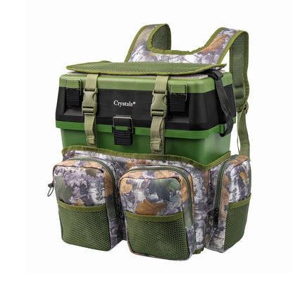Fishing Tackle Box with Padded Seat & Straps