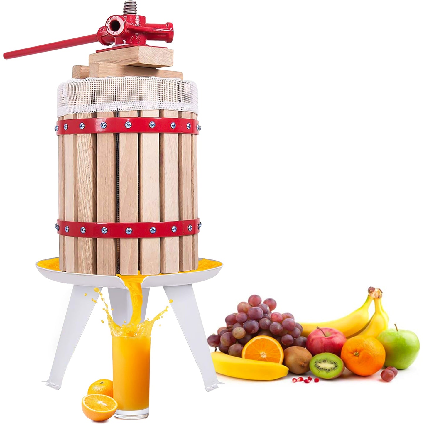 Manual Fruit Press Wooden - 6/12/18 Liters