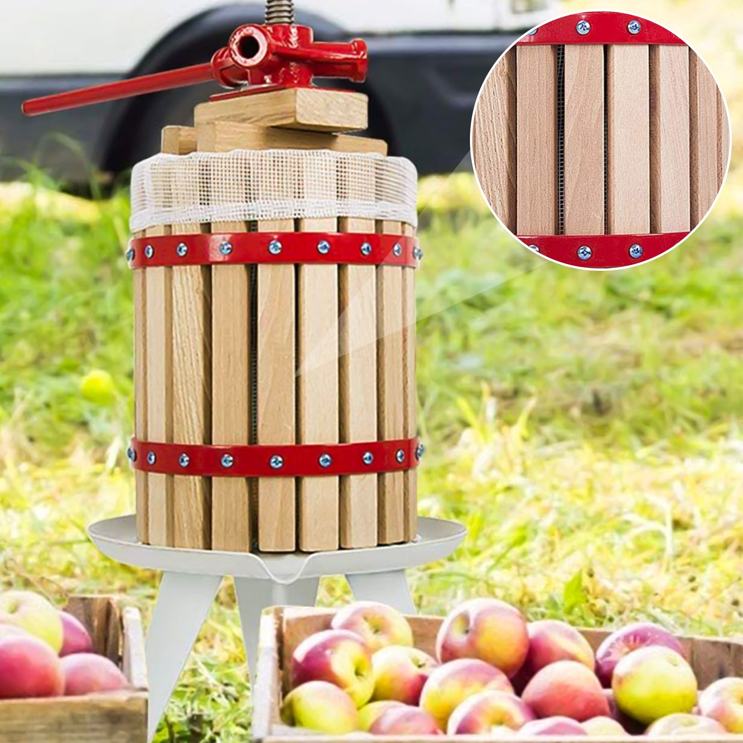 Manual Fruit Press Wooden - 6/12/18 Liters