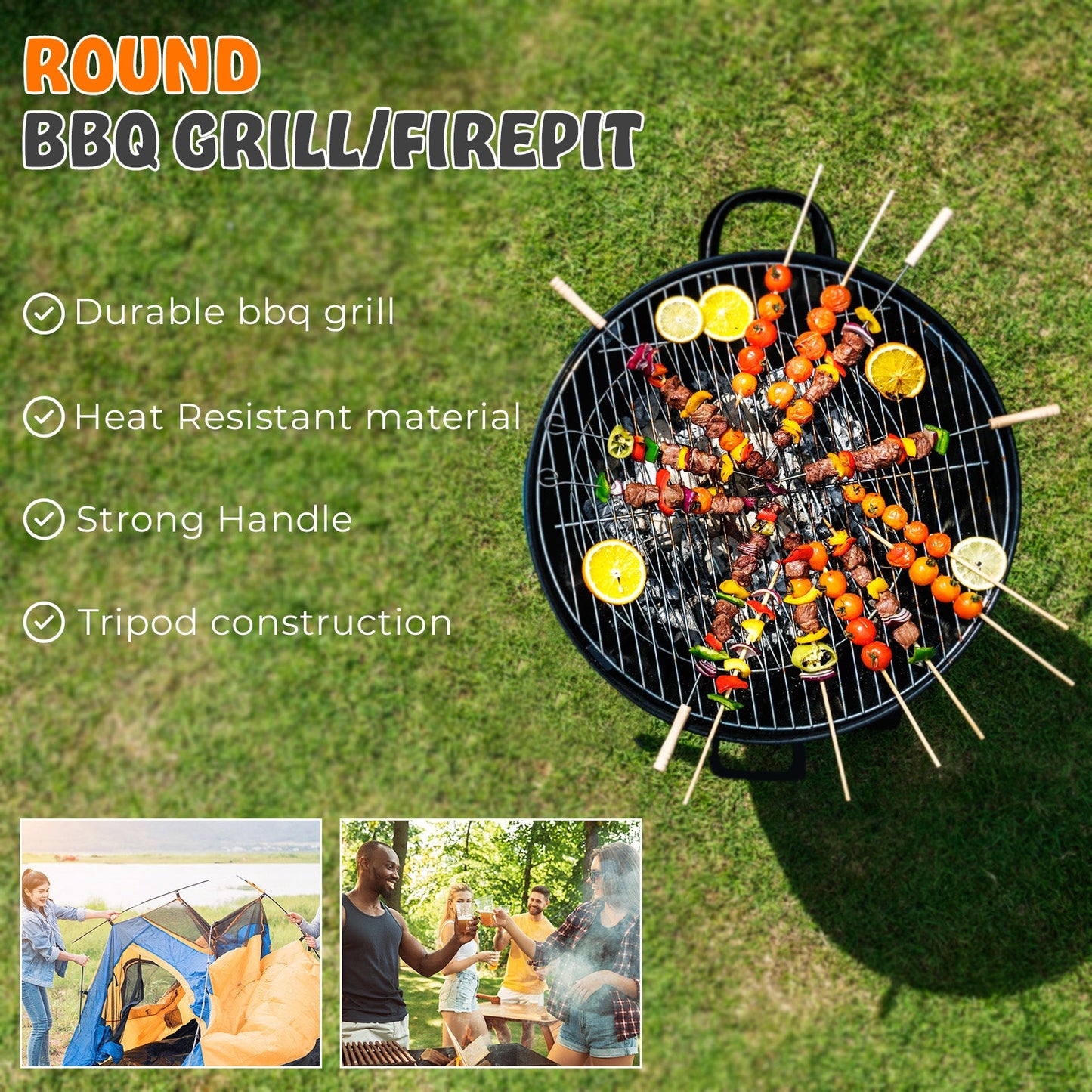 23" Large Round BBQ Steel Fire Pit