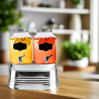 2x4 Litres Dual Double Glass Drinks Dispenser