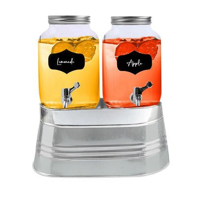 2x4 Litres Dual Double Glass Drinks Dispenser