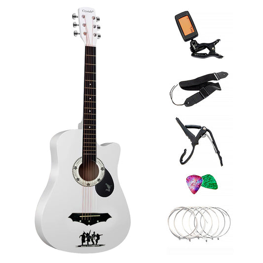 38" Full Size 6 String Acoustic Guitar White