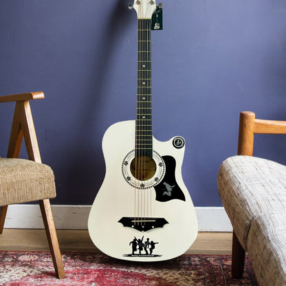 38" Full Size 6 String Acoustic Guitar White