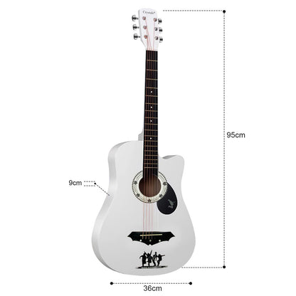 38" Full Size 6 String Acoustic Guitar White