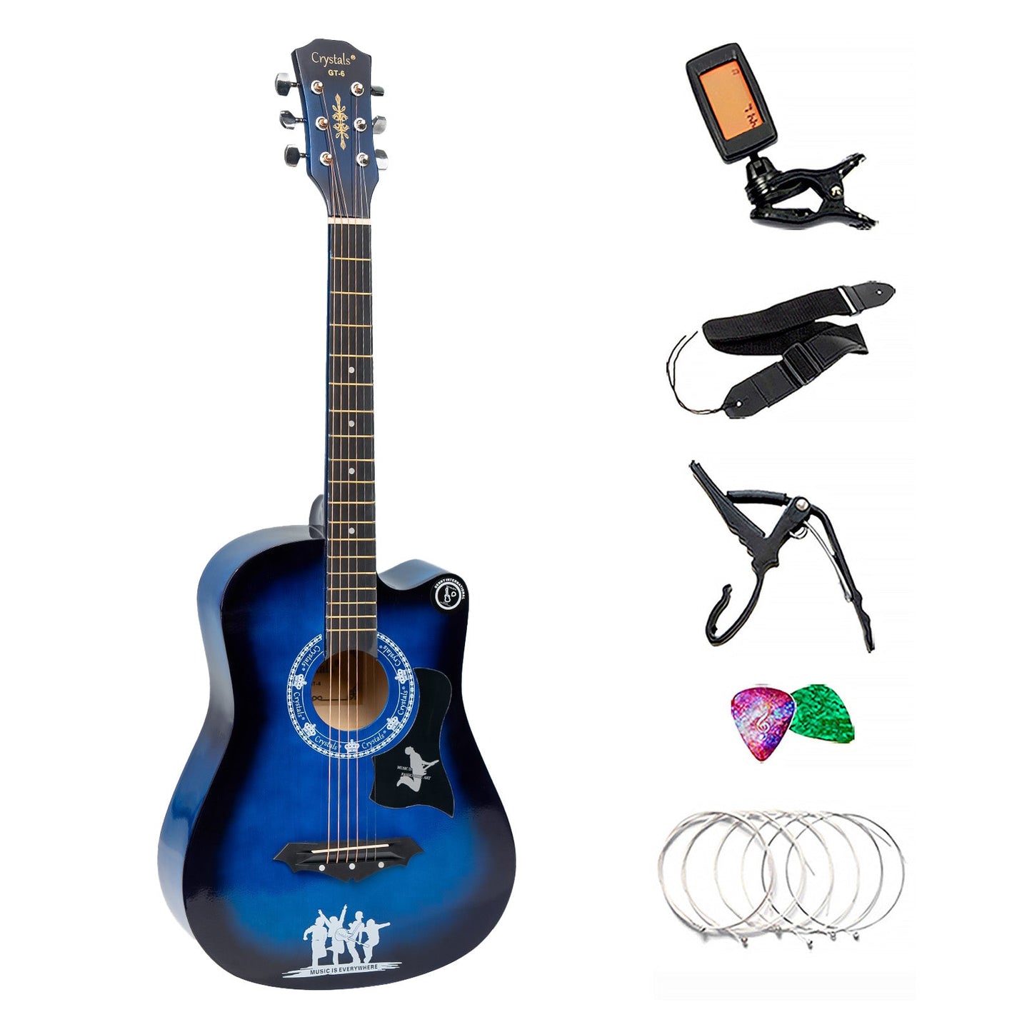 38" Full Size 6 String Acoustic Guitar Blue