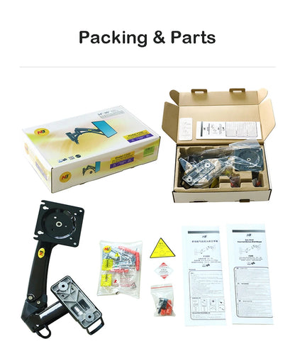 North Bayou NB F150 Gas Spring 17-35 inch LED TV Wall Mount Monitor Holder Ergonomic Mount Arm Max. VESA 100*100mm Load 3-12kgs