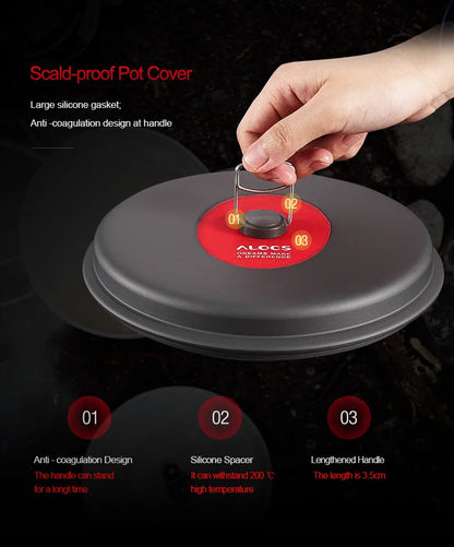 Alocs Outdoor Folding Camping Pot Cookware Mess Kit Pot Water Kettle Frying Pan Bowl Cooking Set Backpacking Picnic Hiking
