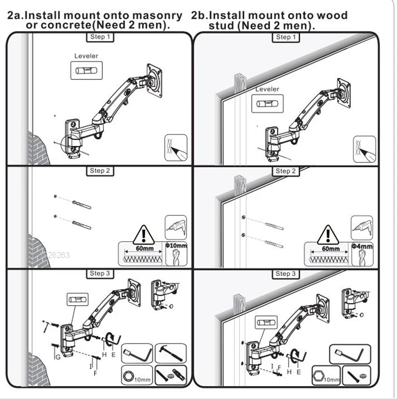 North Bayou NB F150 Gas Spring 17-35 inch LED TV Wall Mount Monitor Holder Ergonomic Mount Arm Max. VESA 100*100mm Load 3-12kgs
