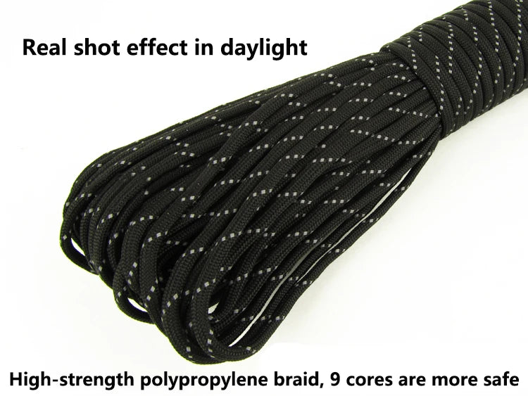 Reflective Paracord Rope Military 7 Strand 4mm 550 Tactical Parachute Cord Camping Tent Lanyard DIY Bracelet Weaving Rope