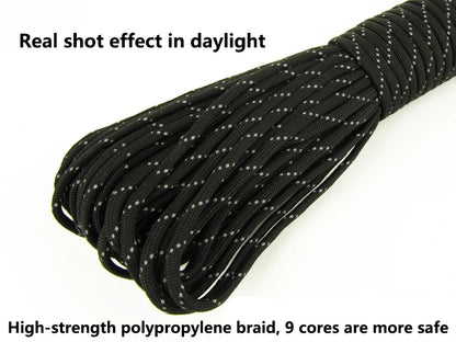 Reflective Paracord Rope Military 7 Strand 4mm 550 Tactical Parachute Cord Camping Tent Lanyard DIY Bracelet Weaving Rope