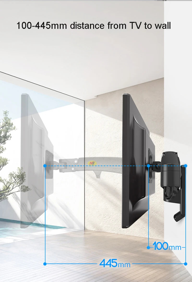 North Bayou NB F150 Gas Spring 17-35 inch LED TV Wall Mount Monitor Holder Ergonomic Mount Arm Max. VESA 100*100mm Load 3-12kgs