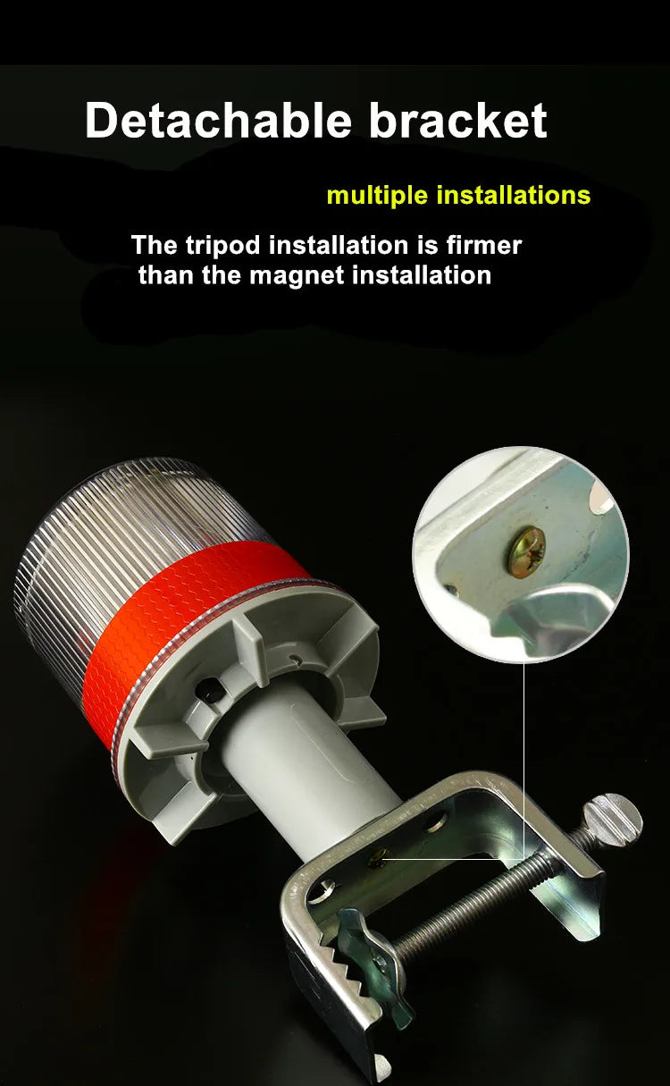 Solar Powered Marine LED Beacon Light Light Controlled Navigation Signal Sailing Warning Light With Portable Detachable bracket