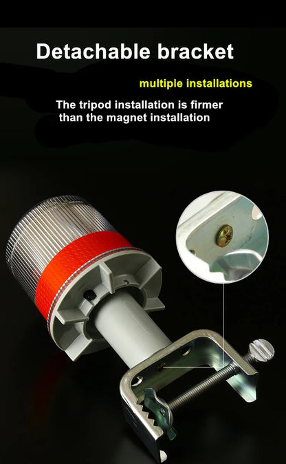 Solar Powered Marine LED Beacon Light Light Controlled Navigation Signal Sailing Warning Light With Portable Detachable bracket