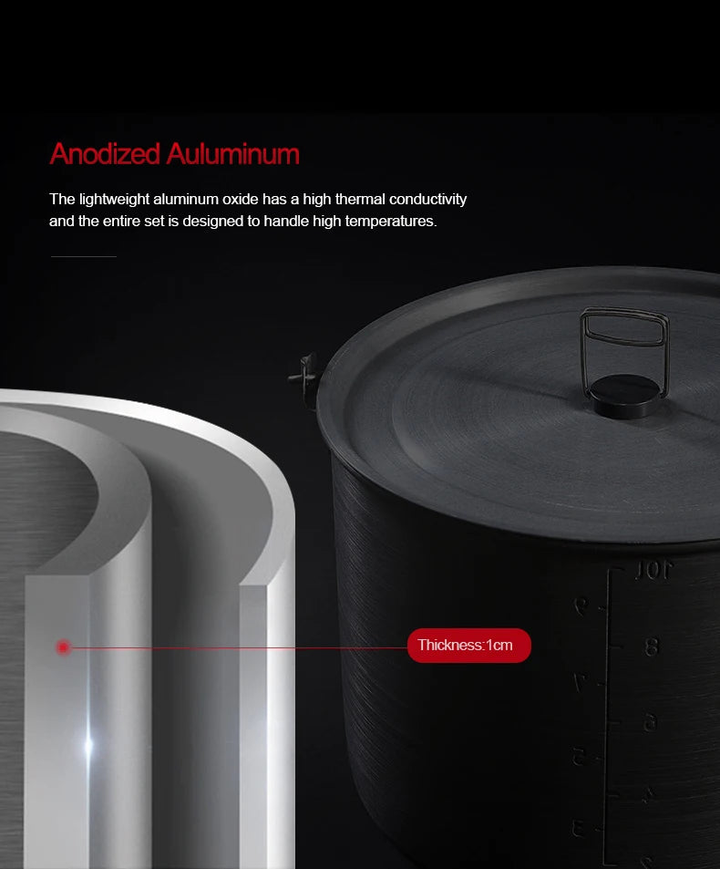 Alocs Outdoor Folding Camping Pot Cookware Mess Kit Pot Water Kettle Frying Pan Bowl Cooking Set Backpacking Picnic Hiking