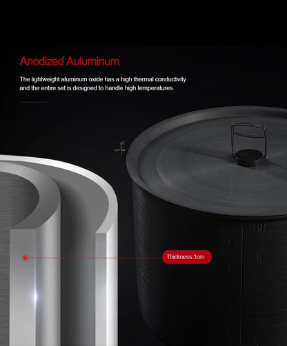 Alocs Outdoor Folding Camping Pot Cookware Mess Kit Pot Water Kettle Frying Pan Bowl Cooking Set Backpacking Picnic Hiking